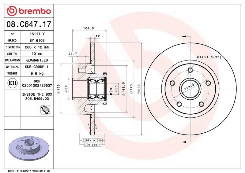 Brembo 08.C647.17 Brake Disc - 2