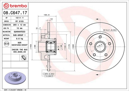 Brembo 08.C647.17 Brake Disc - 2