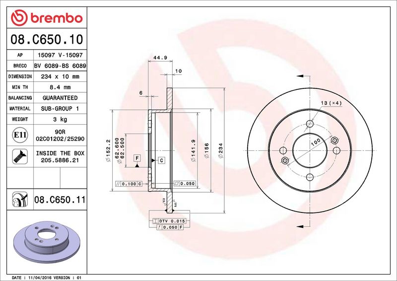 Brembo 08.C650.11 Brake Disc - 2