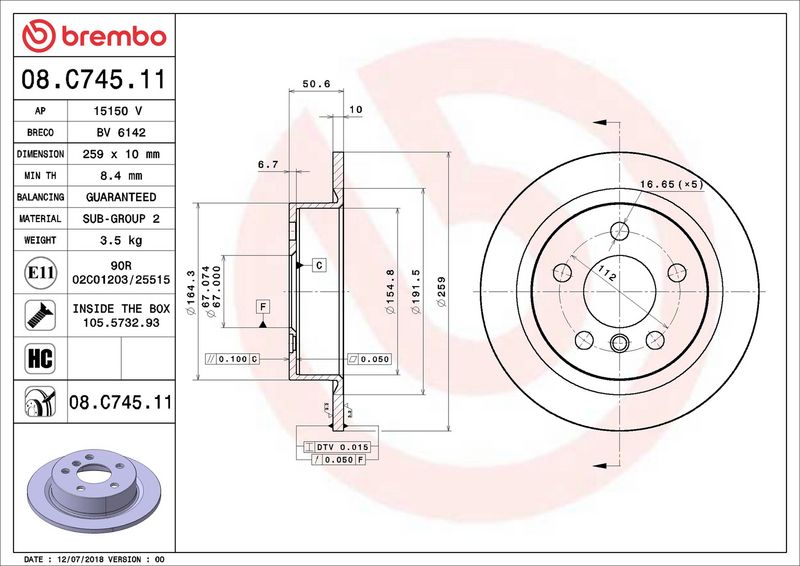 Brembo 08.C745.11 Brake Disc - 2