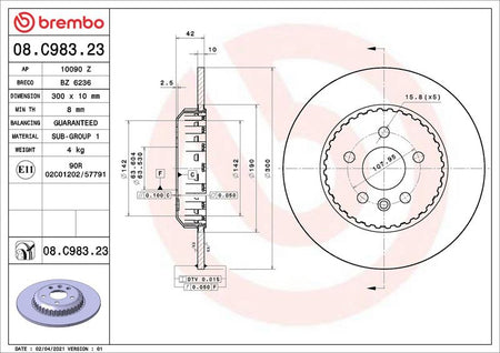 Brembo 08.C983.23 Brake Disc - 2