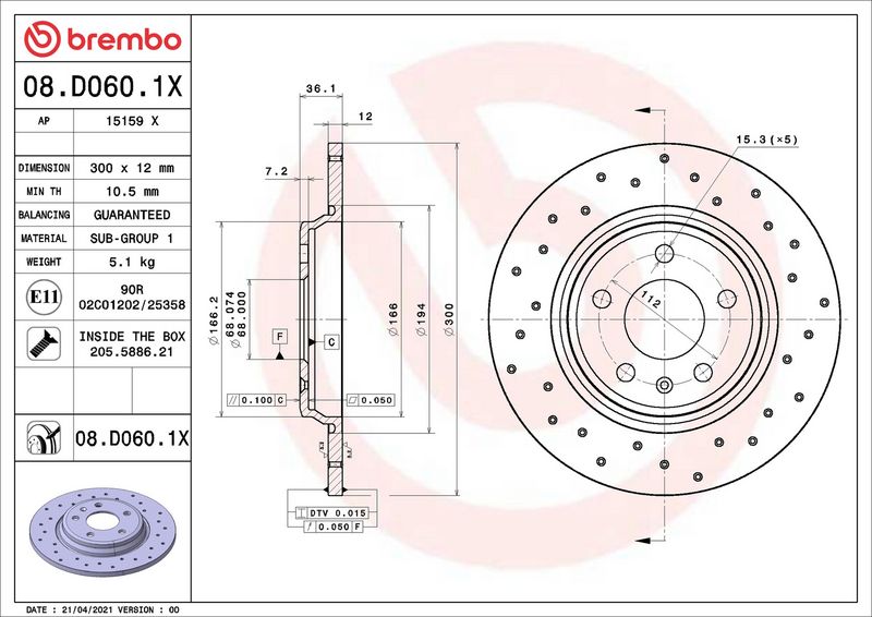 Brembo 08.D060.1X Brake Disc - 2