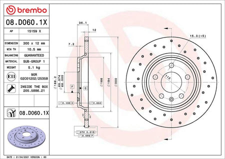Brembo 08.D060.1X Brake Disc - 2