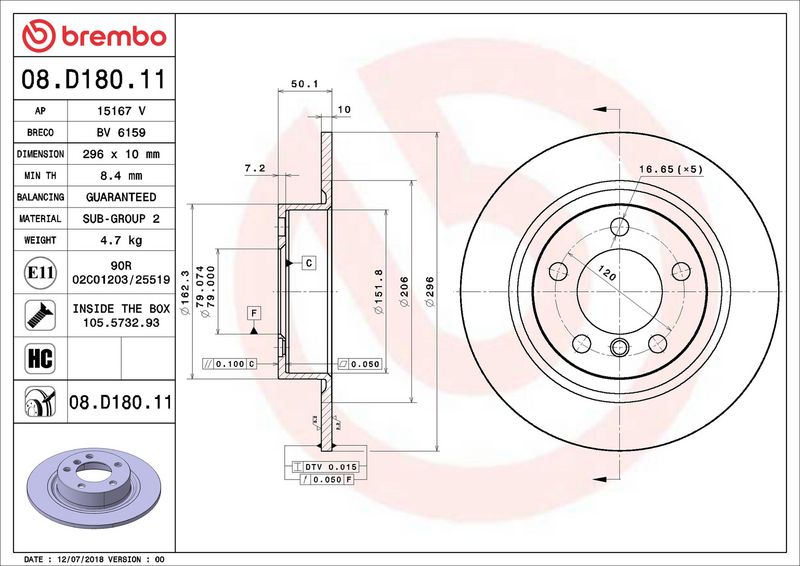 Brembo 08.D180.11 Brake Disc - 2