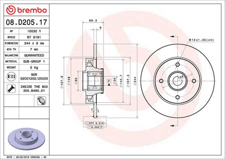 Brembo 08.D205.17 Brake Disc - 2