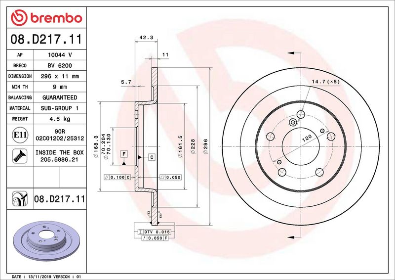 Brembo 08.D217.11 Brake Disc - 1