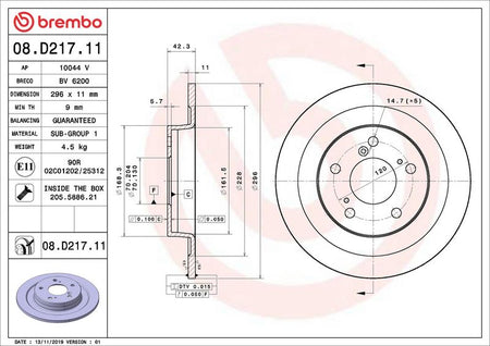Brembo 08.D217.11 Brake Disc - 1