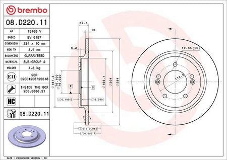 Brembo 08.D220.11 Brake Disc - 2