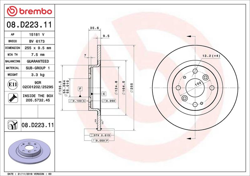 Brembo 08.D223.11 Brake Disc - 2