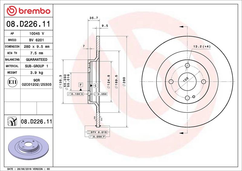 Brembo 08.D226.11 Brake Disc - 2
