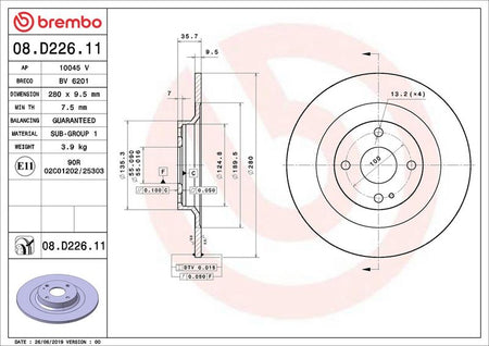 Brembo 08.D226.11 Brake Disc - 2