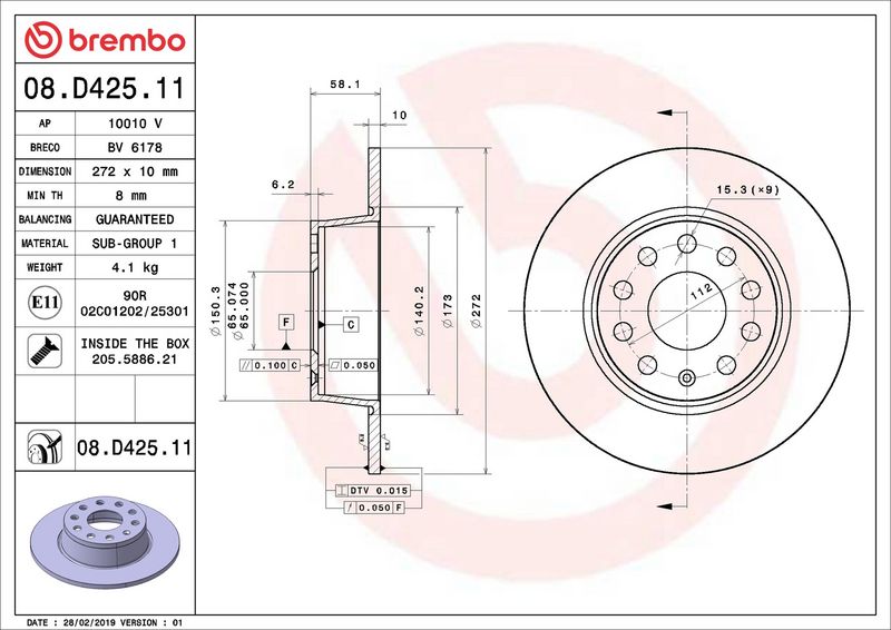 Brembo 08.D425.11 Brake Disc - 2