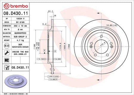 Brembo 08.D430.11 Brake Disc - 2
