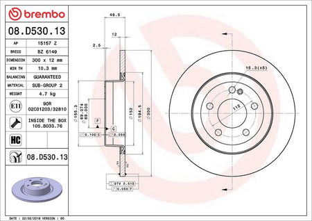Brembo 08.D530.13 Brake Disc - 2
