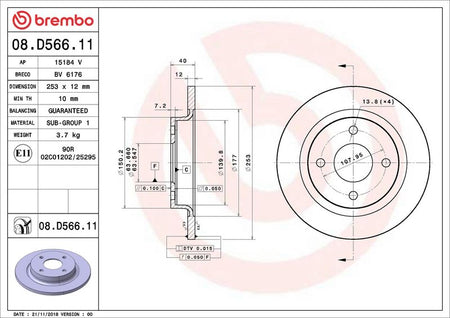 Brembo 08.D566.11 Brake Disc - 2