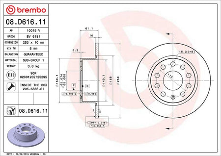 Brembo 08.D616.11 Brake Disc - 2