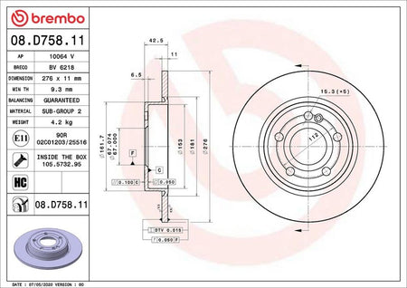 Brembo 08.D758.11 Brake Disc - 2