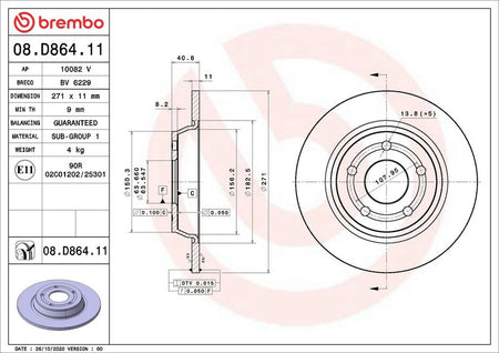 Brembo 08.D864.11 Brake Disc - 1