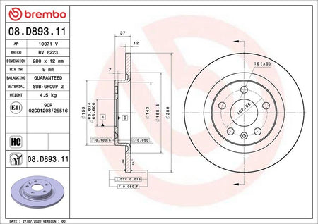 Brembo 08.D893.11 Brake Disc - 1