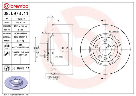 Brembo 08.D973.11 Brake Disc - 1