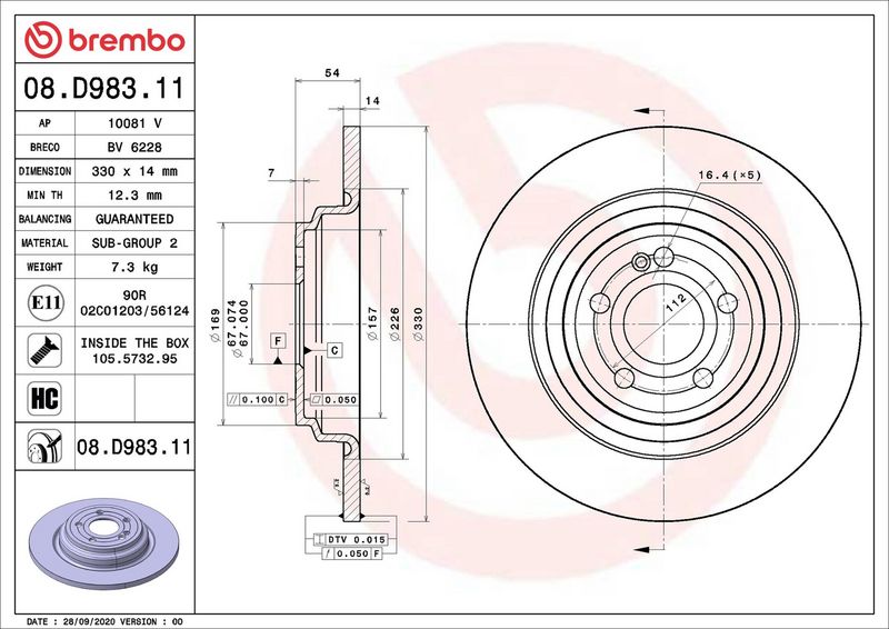 Brembo 08.D983.11 Brake Disc - 2