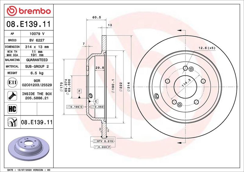 Brembo 08.E139.11 Brake Disc - 1