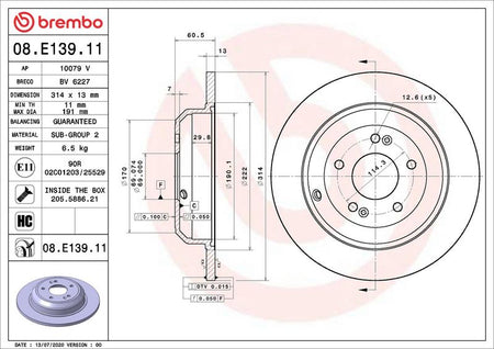 Brembo 08.E139.11 Brake Disc - 1