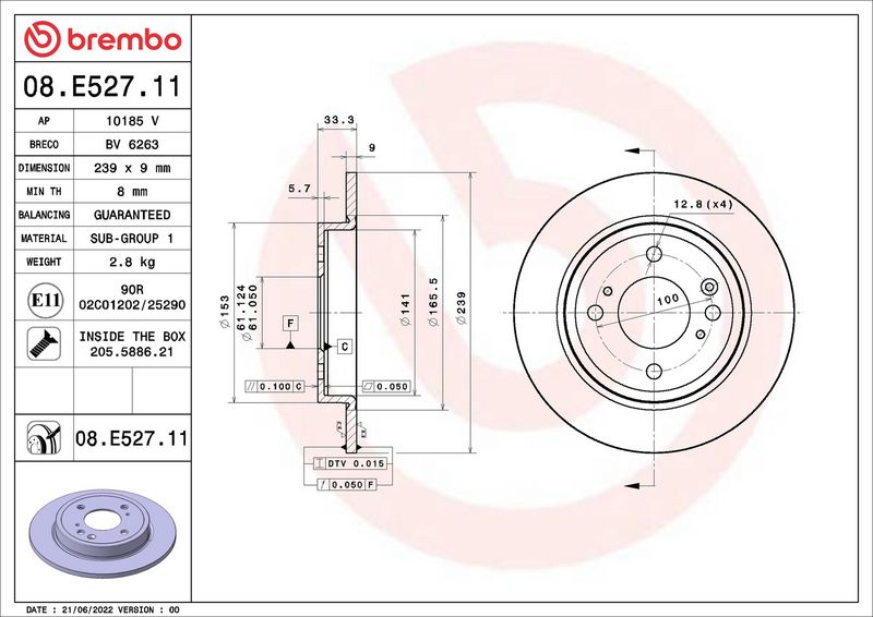 Brembo 08.E527.11 Brake Disc - 2