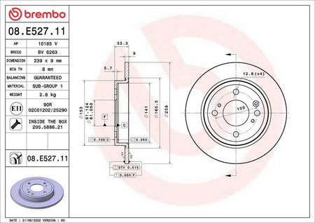 Brembo 08.E527.11 Brake Disc - 2