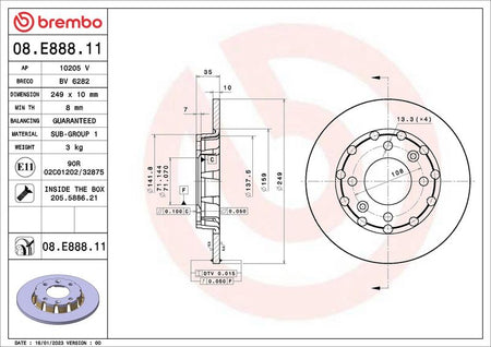 Brembo 08.E888.11 Brake Disc - 1