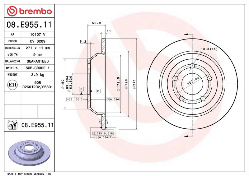 Brembo 08.E955.11 Brake Disc - 2