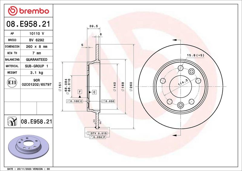 Brembo 08.E958.21 Brake Disc - 2