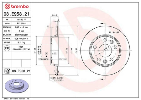 Brembo 08.E958.21 Brake Disc - 2