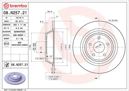 Brembo 08.N257.21 Brake Disc - 2