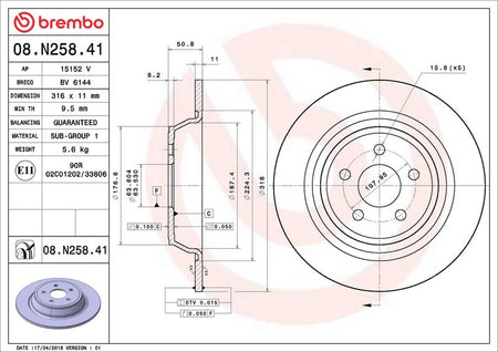 Brembo 08.N258.41 Brake Disc - 2