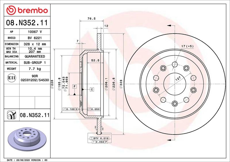 Brembo 08.N352.11 Brake Disc - 2