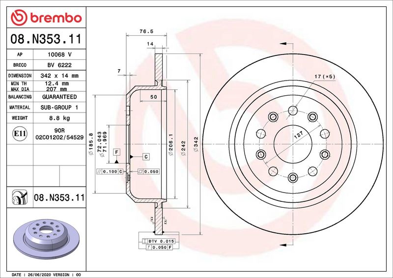 Brembo 08.N353.11 Brake Disc - 2
