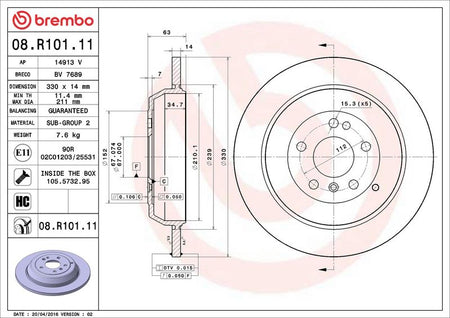 Brembo 08.R101.11 Brake Disc - 2