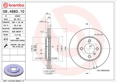 Brembo 09.4883.10 Brake Disc - 2