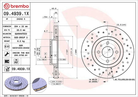 Brembo 09.4939.1X Brake Disc - 2