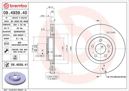 Brembo 09.4939.41 Brake Disc - 2