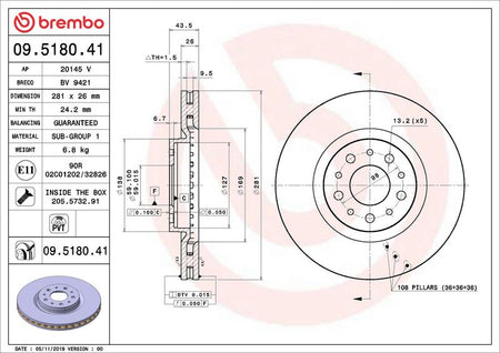 Brembo 09.5180.41 Brake Disc - 2