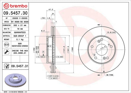 Brembo 09.5457.31 Brake Disc - 2