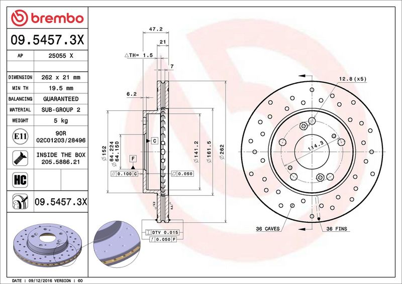 Brembo 09.5457.3X Brake Disc - 2