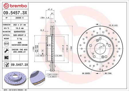 Brembo 09.5457.3X Brake Disc - 2