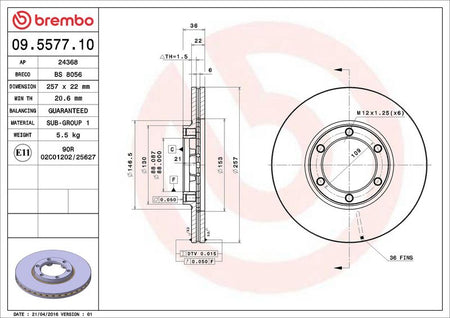 Brembo 09.5577.10 Brake Disc - 2