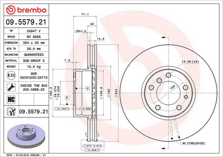 Brembo 09.5579.21 Brake Disc - 2