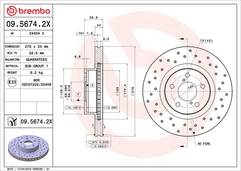 Brembo 09.5674.2X Brake Disc - 2