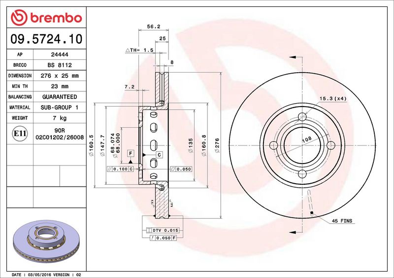 Brembo 09.5724.10 Brake Disc - 2
