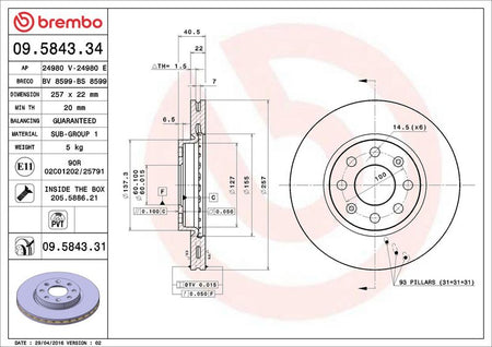 Brembo 09.5843.31 Brake Disc - 2
